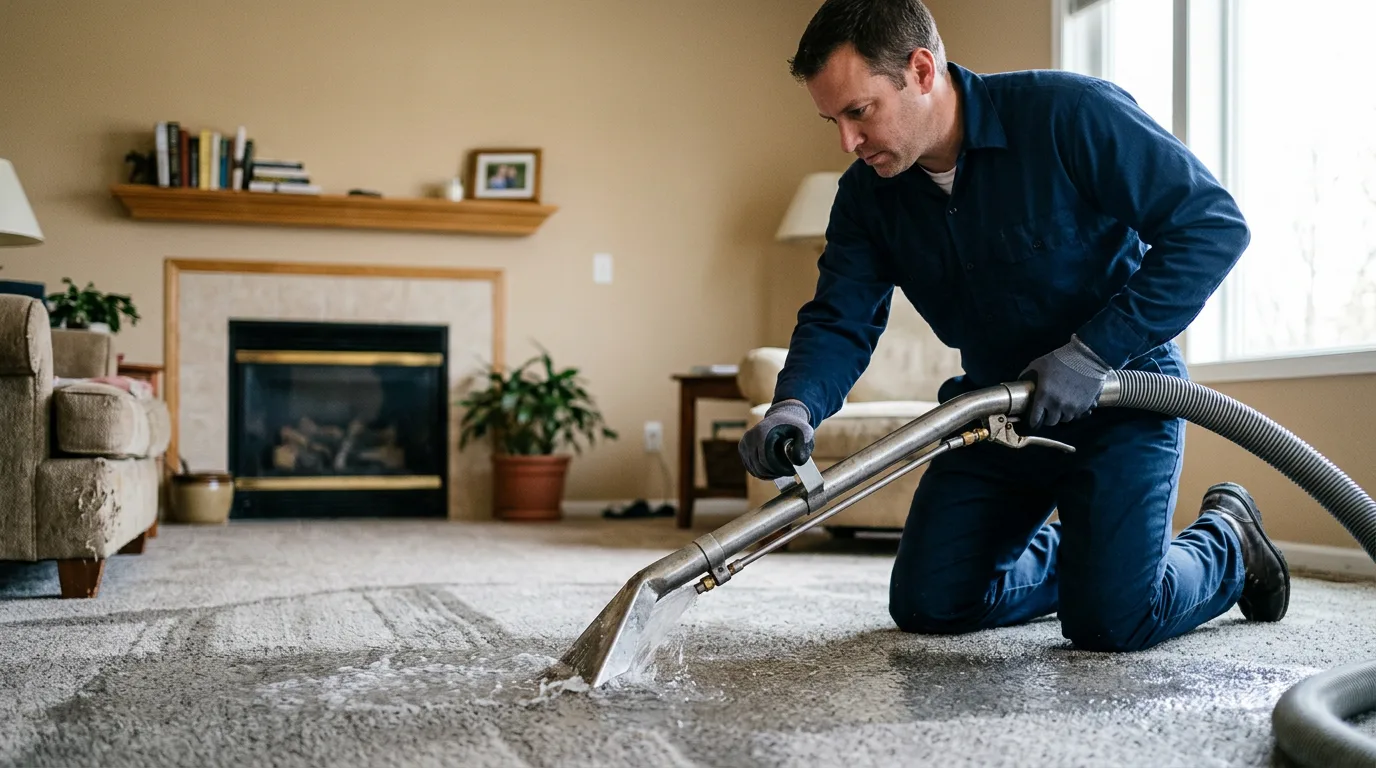 Water damage restoration technician working near Woods Hole, MA